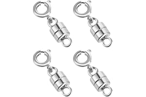 ASTER 4 Stück Magnet Schmuck Verschlüsse Ketten Magnetverschluss Magnetische Schmuckverschluss für DIY Armband Halskette Schmuckherstellung, Magnetischer Kettenverschluss (Silber)