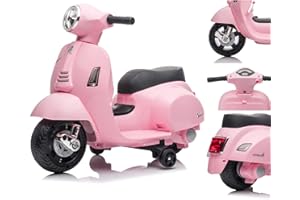 SUN BABY Vespa Voiture Electrique Enfant de 2 Ans 6 Volts Rose - Vespa Enfant avec Sons et lumières intégrés, Velo Electrique Enfant