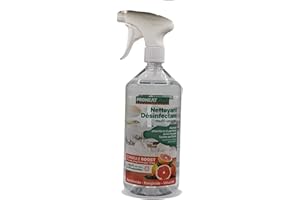 NETTOYANT DESINFECTANT MULTI-USAGES - BACTERICIDE - VIRUCIDE - FONGICIDE 1Litre PARFUM PAMPLEMOUSSE FRAIS, ELIMINE 99,9% DES VIRUS ET DES BACTERIES.