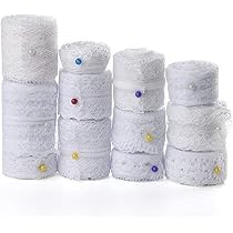 Dentelle Coton Blanc 2 Yards (26cm Large) GORGECRAFT - Garniture Festonnée Pour Robes, Rideaux, Déco Maison