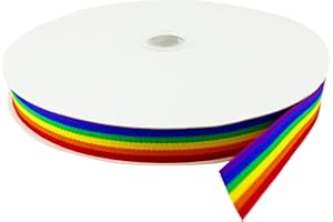 ONLY FAITH Cinta Bandera Arcoiris Lgtb Tela para Pulseras Orgullo Gay y Manualidades Tela Ribbon (50 metros / 1.5 cm, Arcoirirs)