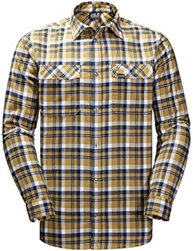 Jack Wolfskin–Camicia da uomo Bow Valley Shirt, Uomo, golden amber checks, XXL