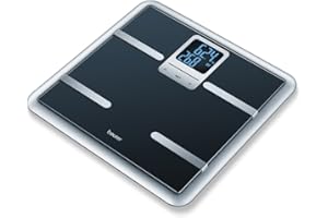 Beurer BG 40 Pèse-personne, impédancemètre en verre de sécurité, moniteur numérique de composition corporelle, mesure de la graisse corporelle et affichage des calories