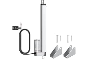 Justech Motor Actuador Lineal 250mm 12V DC,Accionamiento Lineal de Aluminio 1500N 10mm/s,Carrera Máxima 250 mm,Bajo Nivel de Ruido,IP65 Impermeable para Elevar Televisores/Mesas/Sofás(Plateado)
