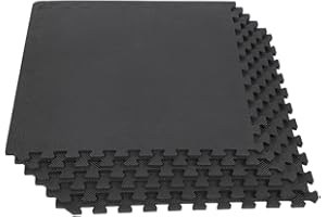 DDMINE Tapis de Sport de Sol Salle de Fitness, Dalles en Mousse EVA sans BPA, Tapis de Protection de Sol 60 x 60 x 1 cm, Tapis de Protection Antidérapant pour Matériel Gym, Chambre (60cm-Noir A,6PCS)