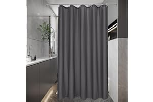 EurCross Wąska zasłona prysznicowa 100 x 200 cm, szara, tekstylna zasłona prysznicowa, wodoszczelna i odporna na pleśń, nadaje się do prania i szybkoschnąca, ciemnoszara, z 6 pierścieniami