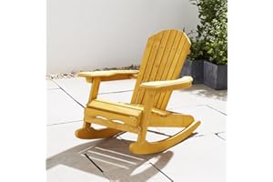 Trueshopping Kids Wooden Rocking Chair | Adirondack Children's Seat Natural Wood Finish | Mini Bowland for Indoor or Outdoor Patio Garden Furniture