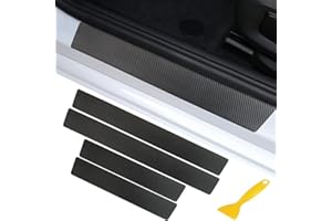 GUANG-T Door Sill Protector,3D Carbon Fiber Car Door Guard Bumper Protection Trim Cover Scuff Plate Sticker with Strong Adhesive for Universal Car SUV Pickup Truck 4Pcs,Black