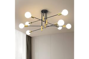 ‎NAMITO namito Deckenleuchte Vintage, Deckenlampe Kronleuchter für Wohnzimmer Esszimmer Flur Restaurant Hotel Café, E27, Schwarz (8 Flammig)…