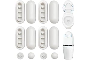 SUNNIFLY Juego de 12 Topes para Asiento de Inodoro, Topes, Fijaciones y Goma Universal para Inodoro-Compatible con Todos los Modelos Estándar (Blanco)