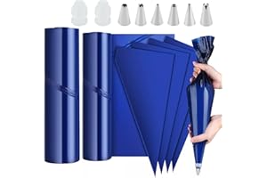 Swavitie 100 Pezzi Sacchetti Per Pasticceria Usa E Getta Extra Large 52cm e 39cm Addensare Sac à Poche Sac à Poche professionale + 6 beccucci sac a Poche in Acciaio Inox + 1 Accoppiatori