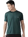 CHKOKKOMen Polyester Solid Quick Dry Half Sleeve Regular Fit Round Crew Neck Active Sportswear Gym T-Shirt for Workout Training Running and Fitness Activities