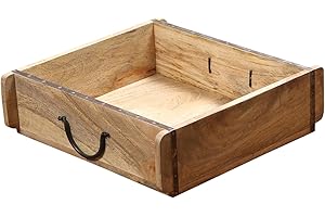 MARRAKESCH Marrakech - Vassoio decorativo Boho in legno, 32 x 32 cm, in legno Aligar marrone, come contenitore per cucina e soggiorno, stile vintage, rettangolare, per balcone o giardino