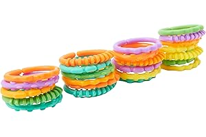 Bright Starts, Lots of Links, Jouets à anneaux pour la poussette ou le siège de la nacelle - 24 pièces sans BPA, pour les 0 mois et plus