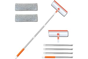 FumyFumy Fensterputzer Set Fensterabzieher, Fensterreiniger mit Verlängerungsstange 2-in-1 Fensterwischer, Fenster Putzen Fensterreinigung mit Biegbarem Kopf Window Cleaner Fenster putzen für Bad