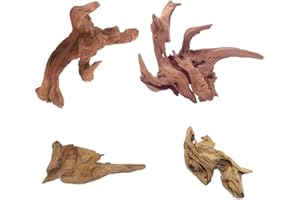PacuM 4 Piezas Troncos para Acuarios Paisaje Tridimensional Decoracion Acuario se Puede Remojar Troncos Madera Decoracion Madera Flotante Natural para Peces Camarones Tortugas Camaleones