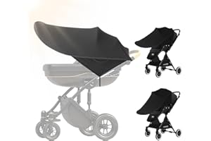 auvstar Housse de soleil pour poussette bébé, Auvent de landau, Poussette pour bébé Couverture de soleil pour poussette pare-soleil (Noir)