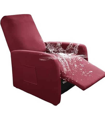 Highdi Copripoltrona Relax Reclinabile 4 Pezzi Elasticizzato Con Tasche - Antiscivolo Lavabile (Nero) - 6