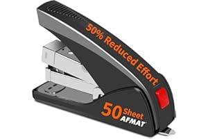 ‎AFMAT AFMAT Müheloser Schreibtischheftgerät, Arbeitssparendes Heftgerät 50 Blatt Kapazität, Ergonomischer, Tacker Büro Zum Heften mit Einem Finger, Platzsparende Größe für Zuhause das Büro ES10