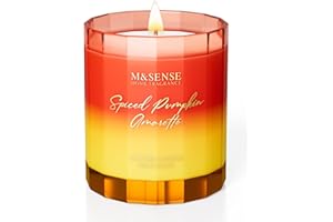 ‎M&SENSE M&SENSE Świeca zapachowa w szkle, dynia z przyprawami, naturalne świece sojowe do domu, 300 g, czas palenia 60 godzin, jesień z wosku sojowego, prezent na Boże Narodzenie, świeca aesthetic