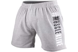 Muscle Alive Uomo Bodybuilding Palestra Pantaloncini Cotone Allenarsi Sportivo Fitness Workout Shorts
