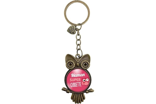 cadeau maman - porte clés maman - cadeau fête des mères - cabochon et breloque coeur « maman super chouette » - fait main - création - annonce grossesse