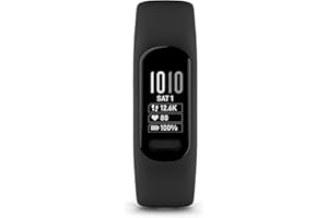 Garmin vívosmart 5, Smartband, Activity Tracker, Cardio, SpO2, GPS Smartphone, Passi, Calorie, Stress, 15 Sport, Rilevamento Incidenti, Display OLED, Notifiche