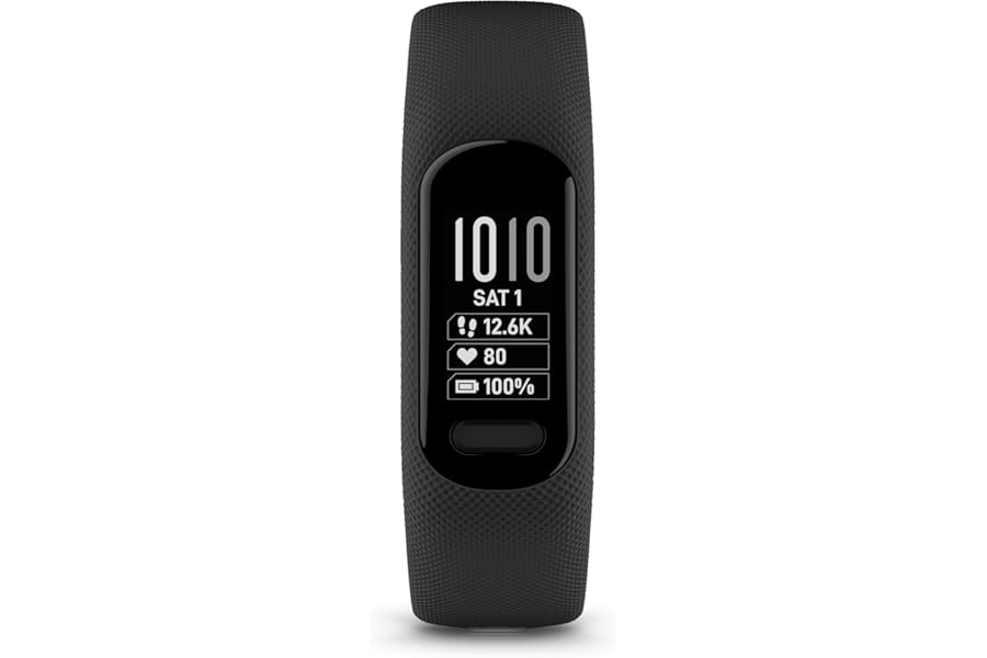 Garmin vívosmart 5, Smartband, Activity Tracker, Cardio, SpO2, GPS Smartphone, Steps, Calories, Stress, 15 Sports, Accident Detection, OLED Display, Notifications, Black