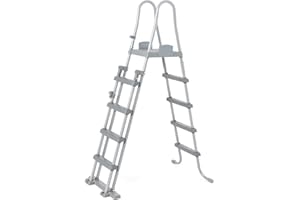 Bestway 58332 Echelle de sécurité 2 x 4 marches avec plateforme pour piscine hauteur 132 cm
