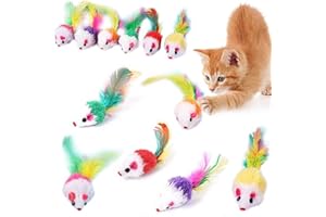 LJFEA 10 pièces 10cm Souris Jouet pour Chat, Jouet de Souris en Peluche pour Chats, Souris Petit Chaton Jeu interactif