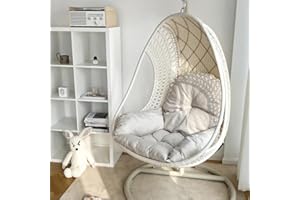 BBAUER Cojín para Silla con Forma de Huevo Oscilante Cojines para Silla con Respaldo Cojín Redondo para Patio Hamaca Silla Cestas Colgantes,Beige-Regular