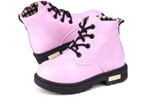 DINIMIGI Stivaletti Ragazze Impermeabili Stivali Bambina Stivaletto Comodi Pelle Stivaletto Da Neve Caldo Invernali Scarponcini Antiscivolo Scarpe Laccio delle Scarpe Cerniera EU21-37 Neonata Boot Riflettente