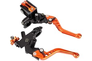 Longzhou 1 paire 7/8"(22mm) universel moto frein embrayage maître-cylindre réservoir leviers levier d'embrayage de frein(Orange)