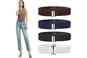 Kaslaider 4 Piezas Cinturones para Mujer, Cinturón Elástico Sin Hebilla Fuerte Duradero, Cómoda y Elegante Cinturón Invisible Unisex para Jeans, Pantalon, Faldas, Vestido