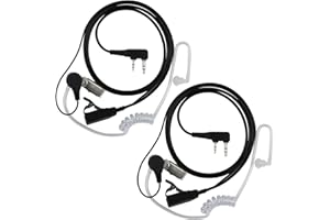 WONVIFY 2 Pcs Auricular Walkie Talkie de Seguridad de 2 Pines con Botón PTT,150CM, Compatible con Radio Bidireccional Kenwood Bao-Feng UV5R 888S RT24 RT27 HESENATE HT999