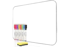DumanAsen Tableau blanc double face effaçable à sec avec stylos et effaceur pour enfants, maison, école, bureau et apprentissage à distance Gris 30 x 21 cm