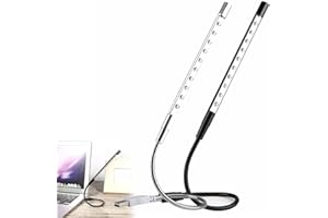 CERIOLL LED Para Portatil,Lámpara USB LED Portátil,2 Piezas Luz Lectura USB,Luz De Teclado Flexible,Lámpara de Lectura PC,Cuello de Cisne Flexible,Para PC,Escritorio,Iluminación De Interior (Negro+Plata)