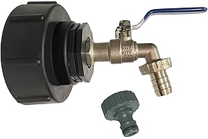 BEKINDPRO IBC Auslaufhahn 3/4 Zoll mit IBC Adapter S100x8 zu 3/4 Zoll Messing IBC Kugelauslaufhahn Kugelhahn Auslaufventil und Schlauchtülle Schlauchanschluss IBC Tank Zubehör