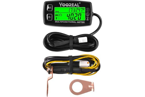 Yooreal Jauge de température du moteur, compteur TEMP, tachymètre d’arrêt de l’utilisateur pour scooter motoneige mini vélo moto tondeuse génératrice camion à benne basculante