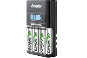 Energizer 1 Hour Battery Charger for AA Batteries and AAA Batteries with 4 Rechargeable AA Batteries