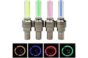 BSGP Lot de 4 lumières LED pour roue de vélo, 4 couleurs - Bouchons de valve LED pour roue avant et arrière - Étanches et lumineux - Pour sécurité et visibilité