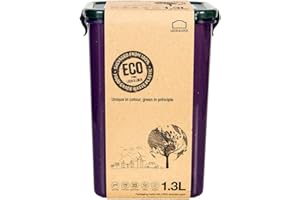 LOCK & LOCK LocknLock Eco pudełko do przechowywania, 1,3 l, z tworzywa sztucznego pochodzącego z recyklingu, w 100% odporne na powietrze i wodę, 4-krotne zamknięcie, pojemniki do przechowywania żywności do