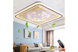 RRBEST Ventilatore Da Soffitto Silenzioso Fan Con Illuminazione 72W LED Con Telecomando Lampada Da Soffitto Ventilatore Dimmerabile Moderno Fan Per Camera Dei Bambini Camera Da Letto Soggiorno (Square)