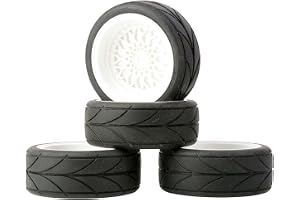 KEEDA RC bil 64 mm gummidäck och 52 mm/2,05 tums plastfälghjul för Traxxas HSP HPI Yokomo Tamiya TT01 TT02 1/10 RC On Road Touring Racing Drift Car (pressdjup 9 mm