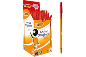 BIC Długopisy Cristal Original Cienka Końcówka, Czerwony, Opakowanie 50 Sztuk