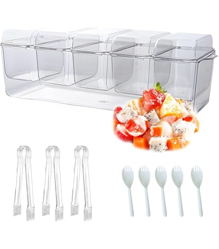 Ice Chilled Condiment Caddy, PC Spice Rack Set With 3 Pans Spoons Inclined Organizer Shelf Food Condiment Containers Countertop Condiment Carrier Kitchen - View #10
