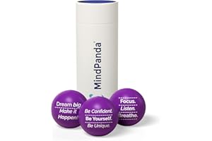 3X Positive Motivational Stress Balls od MindPanda - Idealna piłka antystresowa dla dorosłych i dzieci, która pomaga w łagodzeniu stresu i niepokoju. W zestawie BEZPŁATNY E-BOOK i PDF Ćwiczenia dłoni (purpurowy)