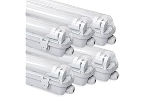 ‎DAROMIGO Daromigo 18w LED Feuchtraumleuchte Wannenleuchte 120cm, 1800LM Neutralweiß 4500K T8 LED Röhre, IP65 Wasserfest Feuchtraumlampe Werkstattlampe für Garage, Keller, Büro - 6 Stück