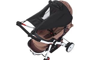 HAOZAIKEJI Pram Sun Shade Cover Baby Universal Stroller Sun Canopy UPF50+ Buggy Awning Waterproof Sun Shield for Carriage Foldable Adjustable Pushchair UV Protection Sunshade Umbrella with Viewing Window