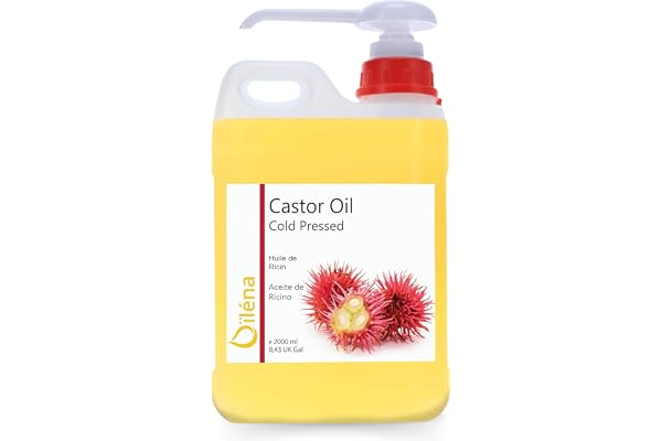 Oïléna - Huile de Ricin Pressée à Froid,Cheveux Brillants et Forts, Cils et Sourcils Épais, Barbe Dense, Ongles Renforcés – Hydratation Durable, Vergetures, Texture Dense, Massage, 100% Pure, 5000 ml